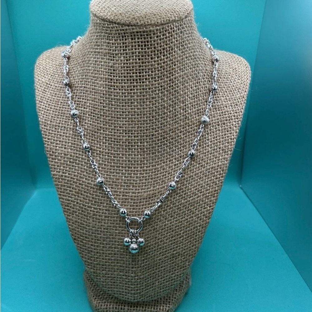 Vintage LCI Silver Tone Ball Bead Chain Necklace, Lobster Clasp, Signed